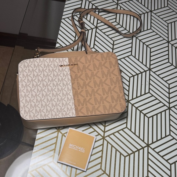 Michael Kors Beige and Brown Crossbody Bag - Picture 1 of 3